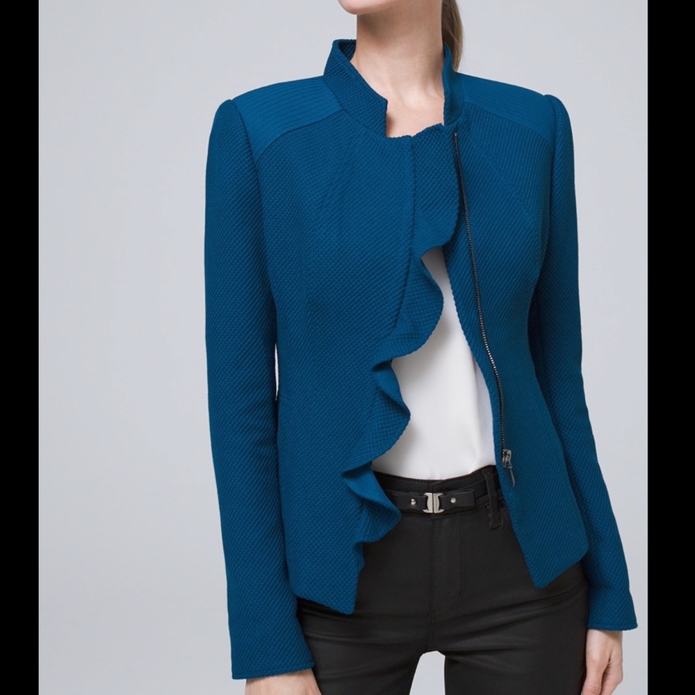 NWT! Gorgeous WHBM Petite Flounce-Front Ruffle Jacket 4P